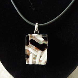 Vintage Vetro Di Murano Glass Rectangle Pendant Italy